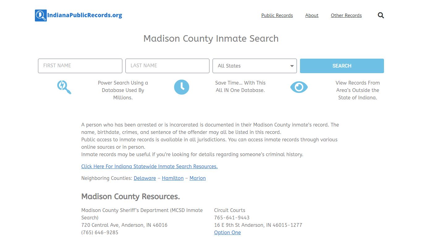 Madison County Inmate Search - MCSD IN Current & Past Jail Records